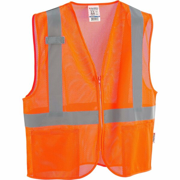 Global Industrial Class 2 Hi-Vis Safety Vest, 2 Pockets, Mesh, Orange, S/M 641636OS